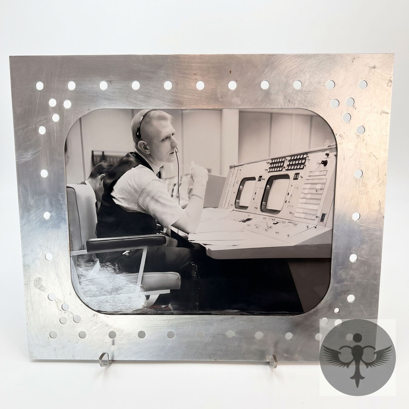 Apollo Mission Control NASA Photo 16x20 OOAK in Distressed Aluminum Frame