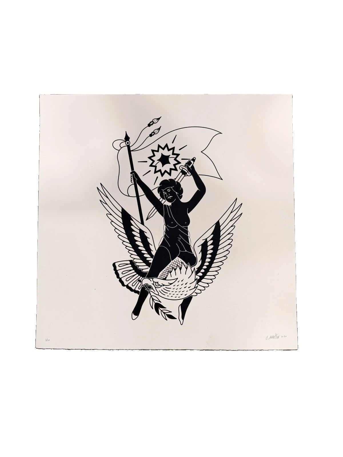 Christopher Martin Signed Numbered Screen Print Winged Figure 3/90 2020