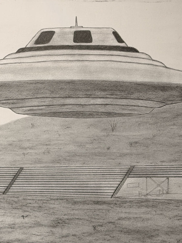Bob Lazar Hand Signed Sport Model UFO Print Area 51 S-4 Framed 18x24