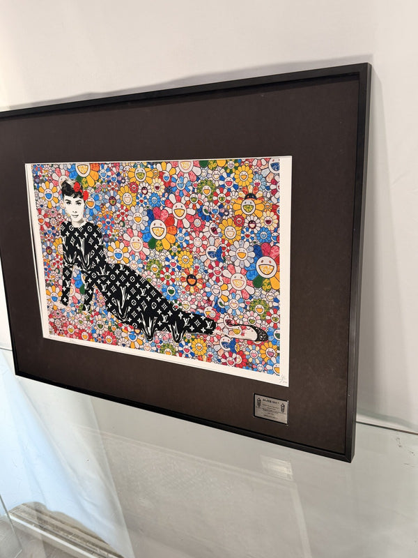 Marked Death NYC Audrey Hepburn Floral Pop Art Print Framed w Mounted COA Card