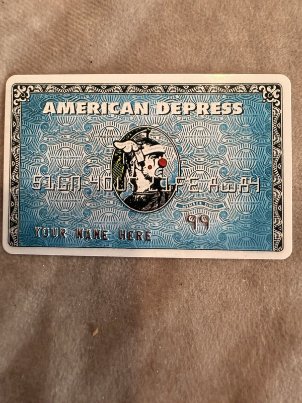 D*Face x Banksy "American Depress" Faux Credit Card Art, Dismaland 2015, Framed