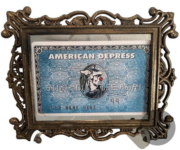 D*Face x Banksy "American Depress" Faux Credit Card Art, Dismaland 2015, Framed