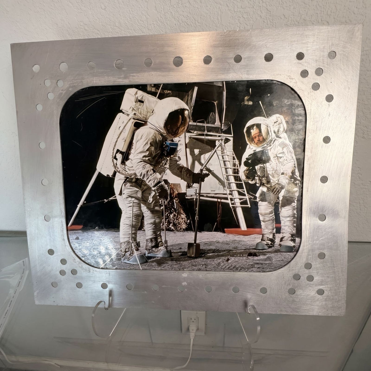 Apollo 11 Moon Landing 16x20 Photo in Distressed Frame - OOAK NASA Artwork
