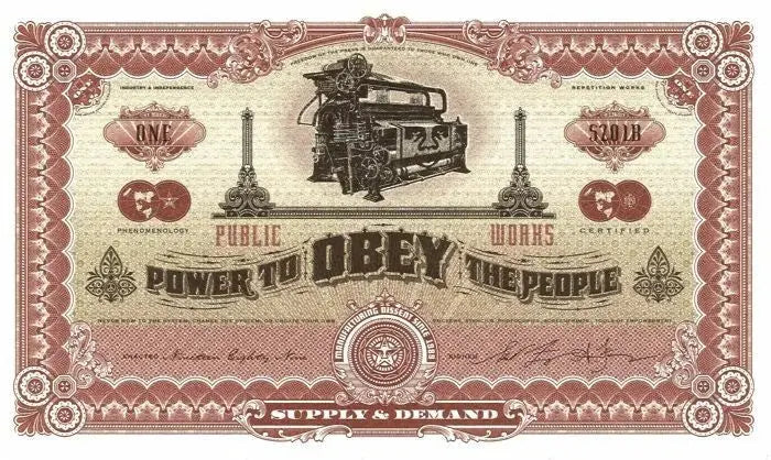 OBEY GIANT - NEW ~Two Slides of Capitalism - Dollar Note RARE!