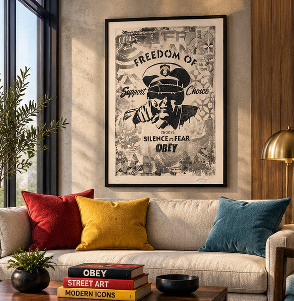 Shepard Fairey Freedom of Choice 2017 Signed 140/400 OBEY Damaged Stencil — listing photograph 2