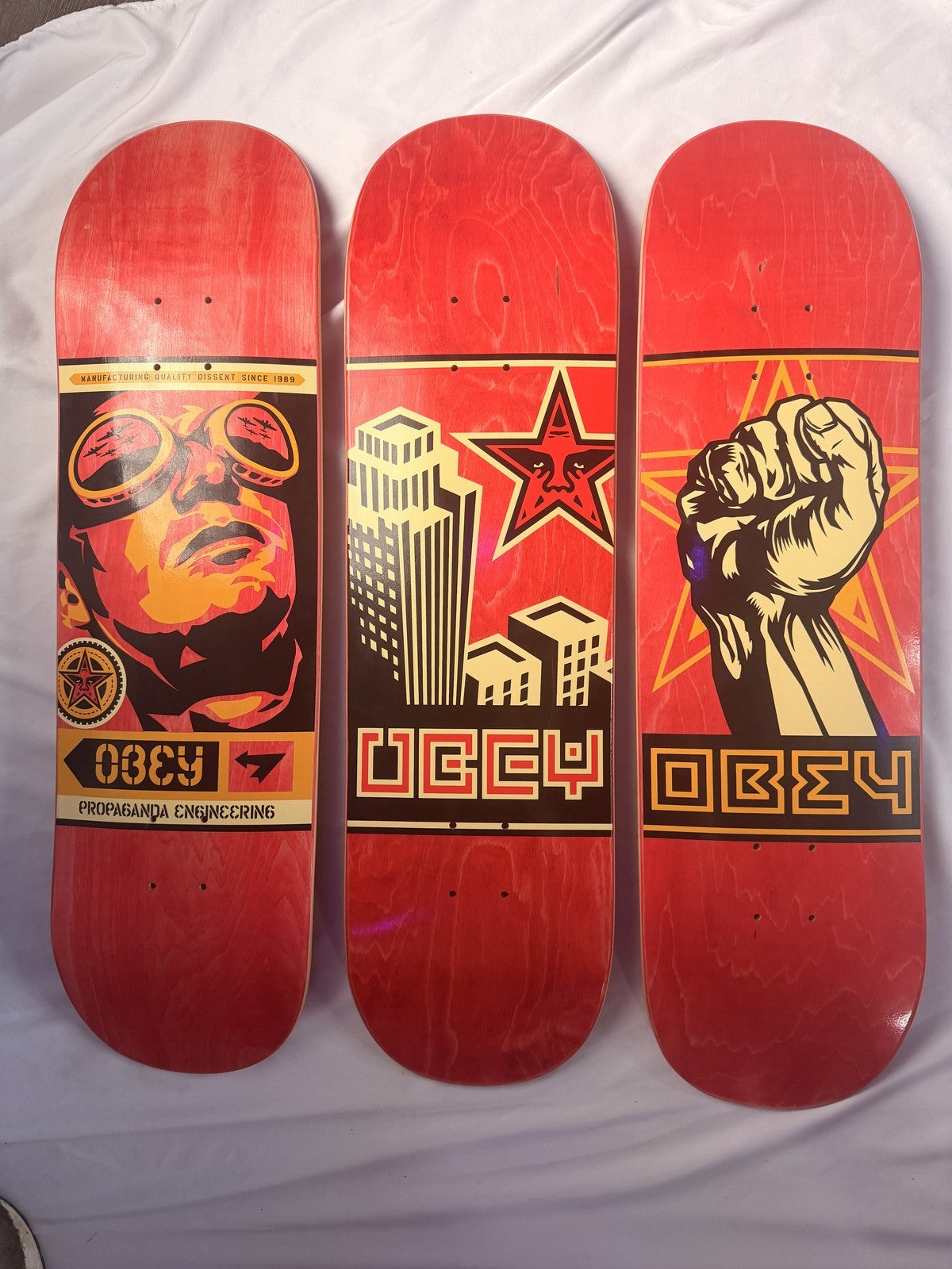 Shepard Fairey OBEY 30th Anniversary Skateboard Deck Set of 3 Limited 2019 /300