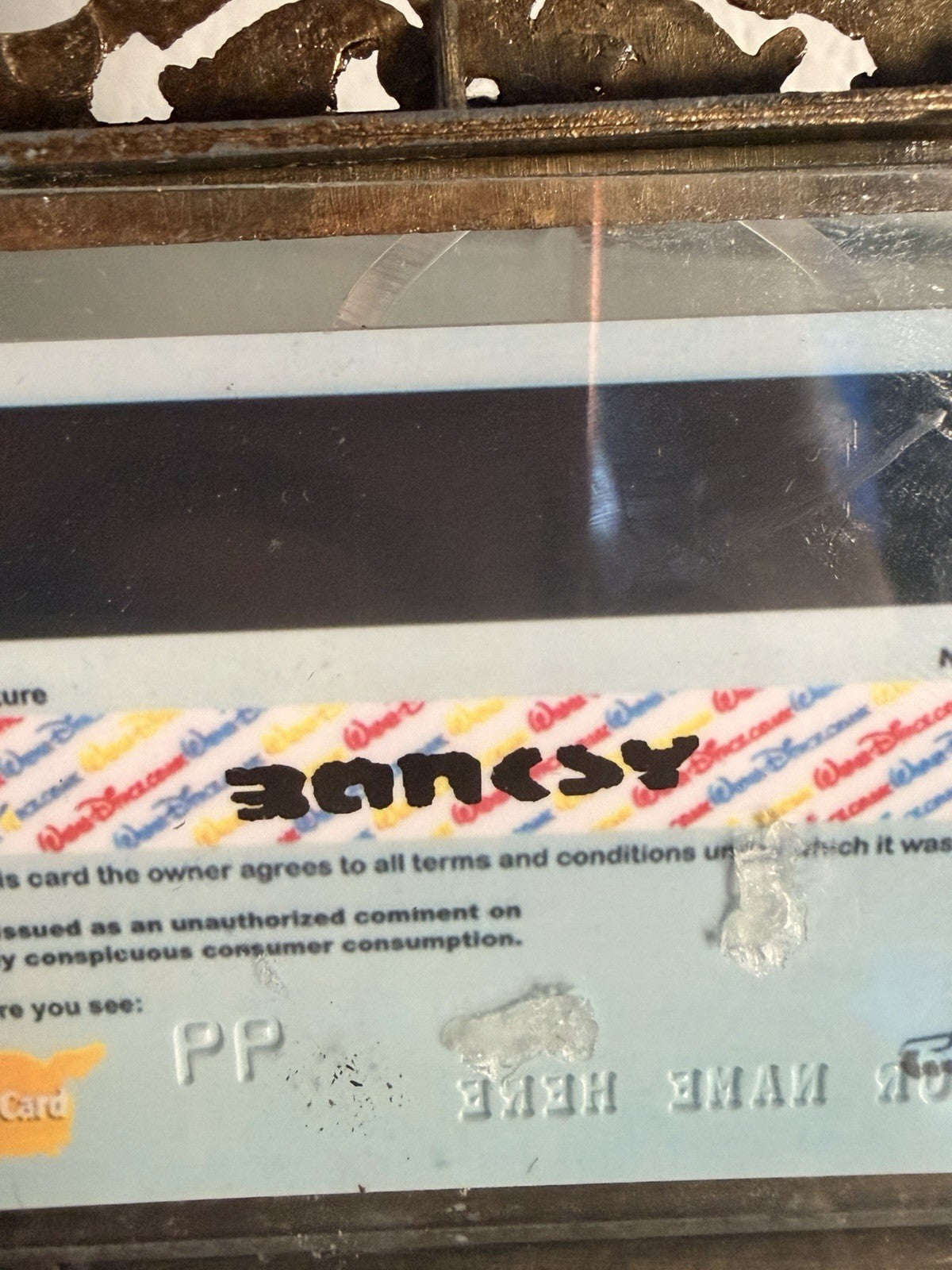 D*Face x Banksy "American Depress" Faux Credit Card Art, Dismaland 2015, Framed