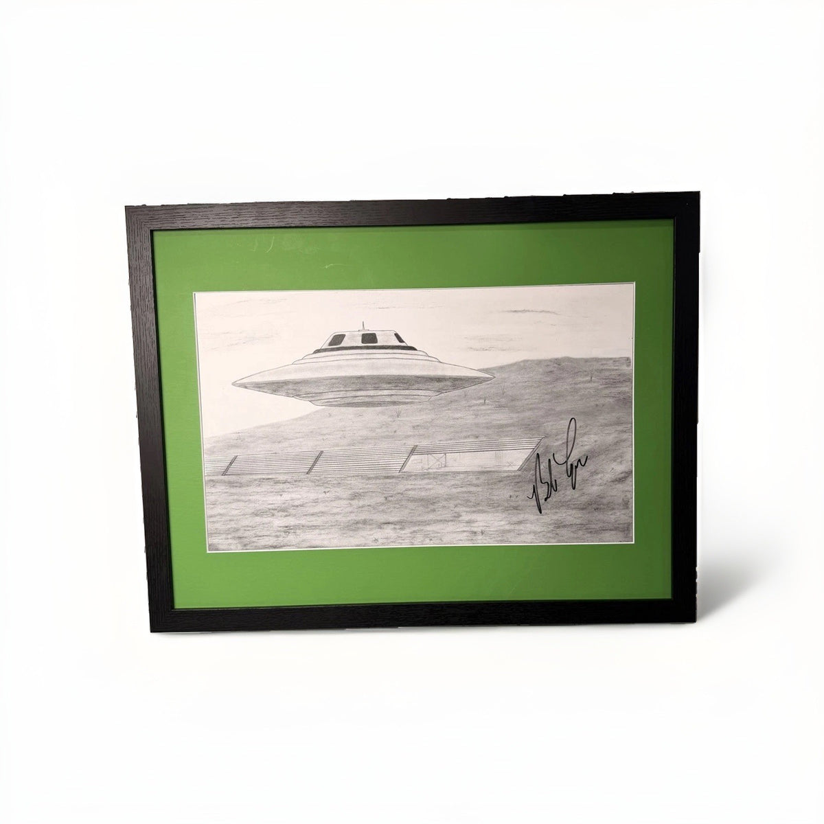 Bob Lazar Signed S4 Base Sketch Area 51 UFO Print 12x20 Framed 18x24
