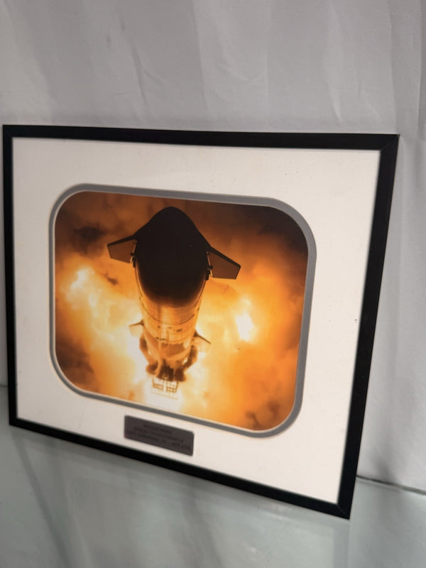SpaceX Starship Launch Photo Metal Display Panel Riveted Spacecraft Frame