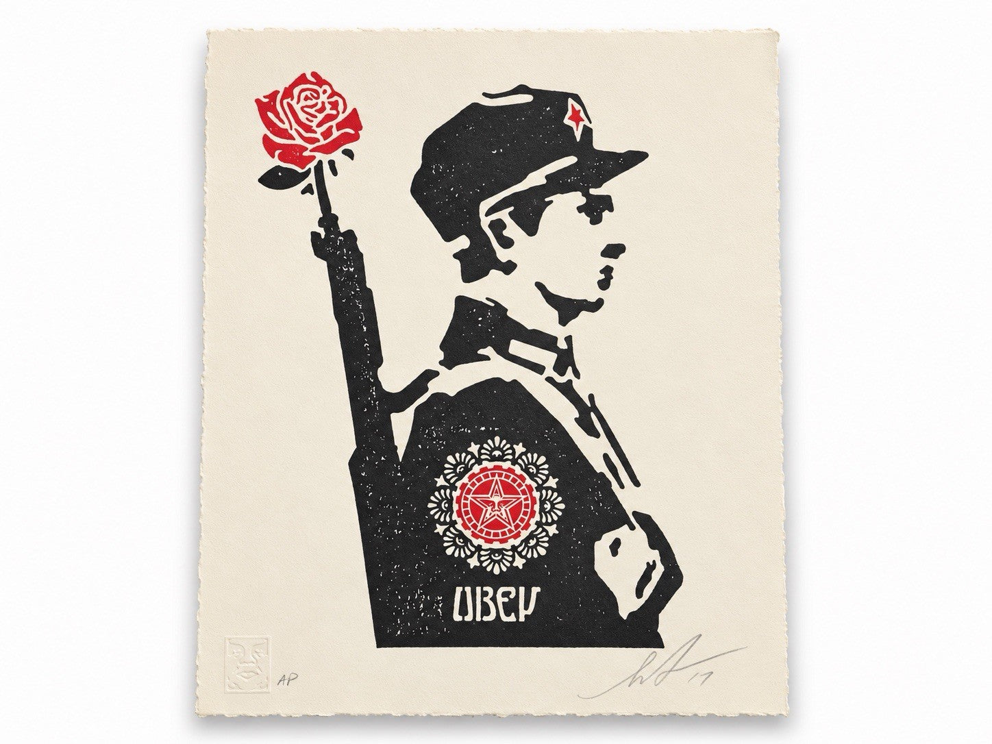 Shepard Fairey Obey Rose Soldier Letterpress 2017 Signed AP Artist Proof