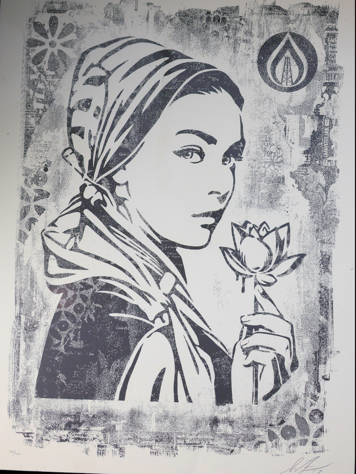 Shepard Fairey Oil Lotus Woman Signed Numbered Screen Print 2018 OBEY Giant