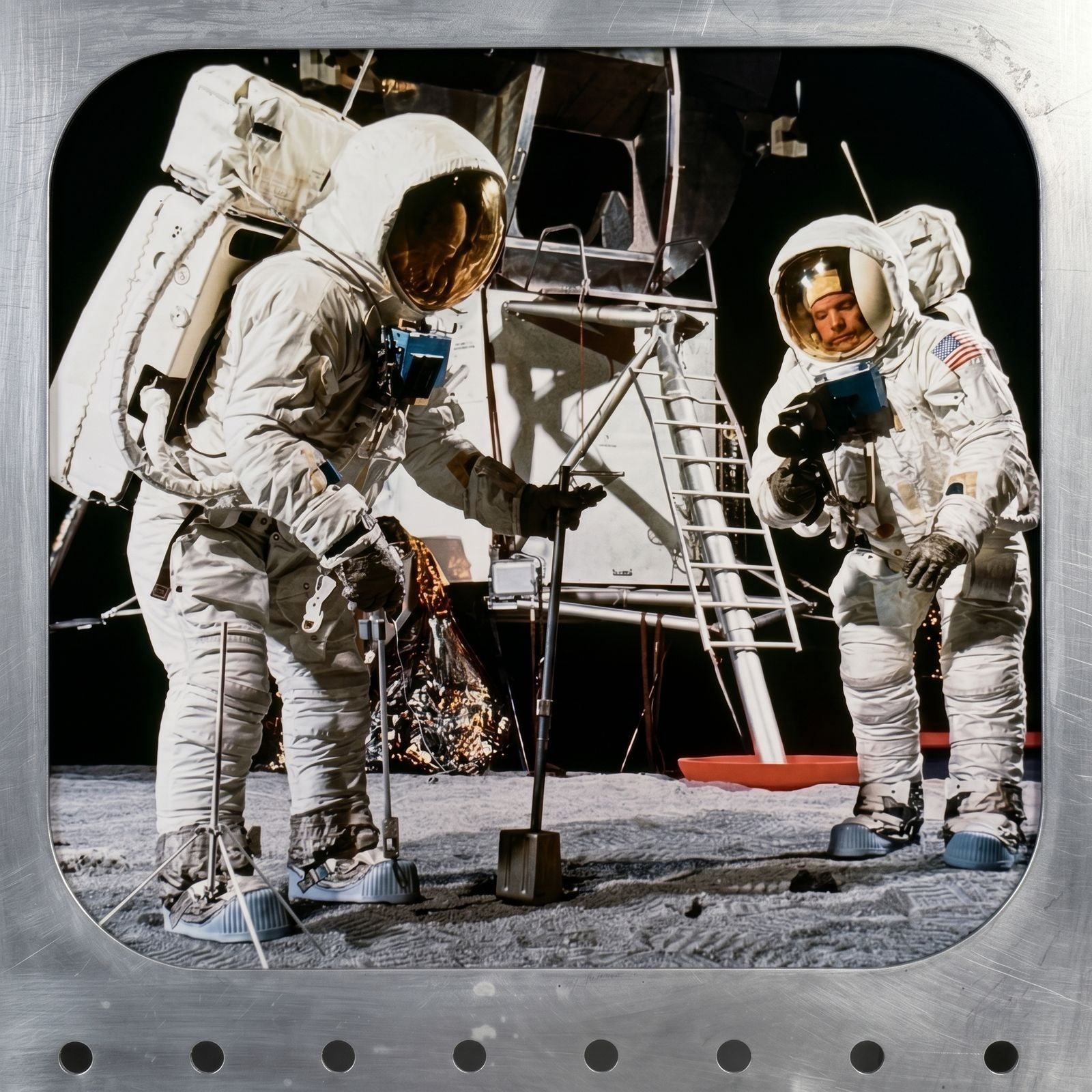 Apollo 11 Moon Landing 16x20 Photo in Distressed Frame - OOAK NASA Artwork