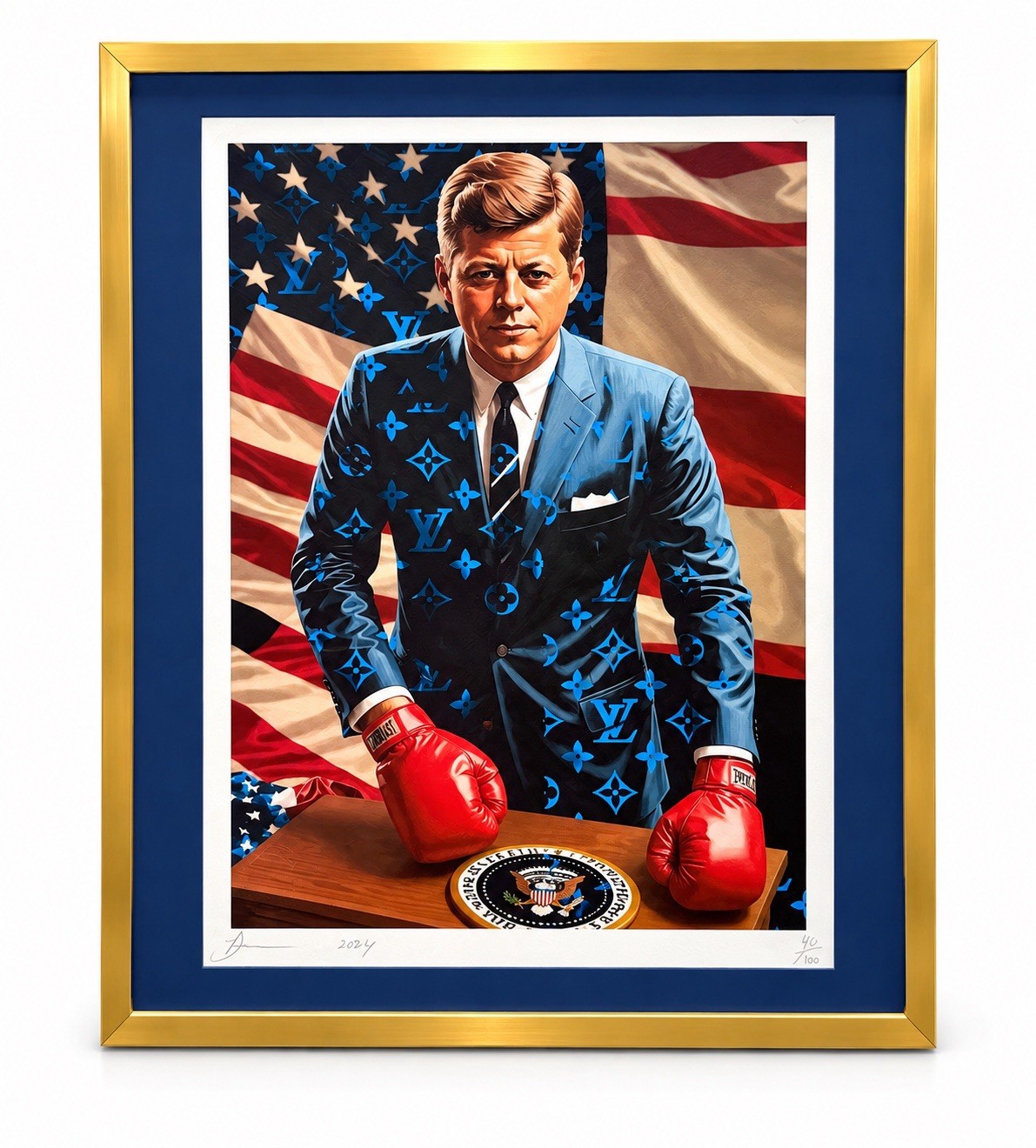 Death NYC JFK John F Kennedy Boxing Louis Vuitton Signed Art Print 16x20