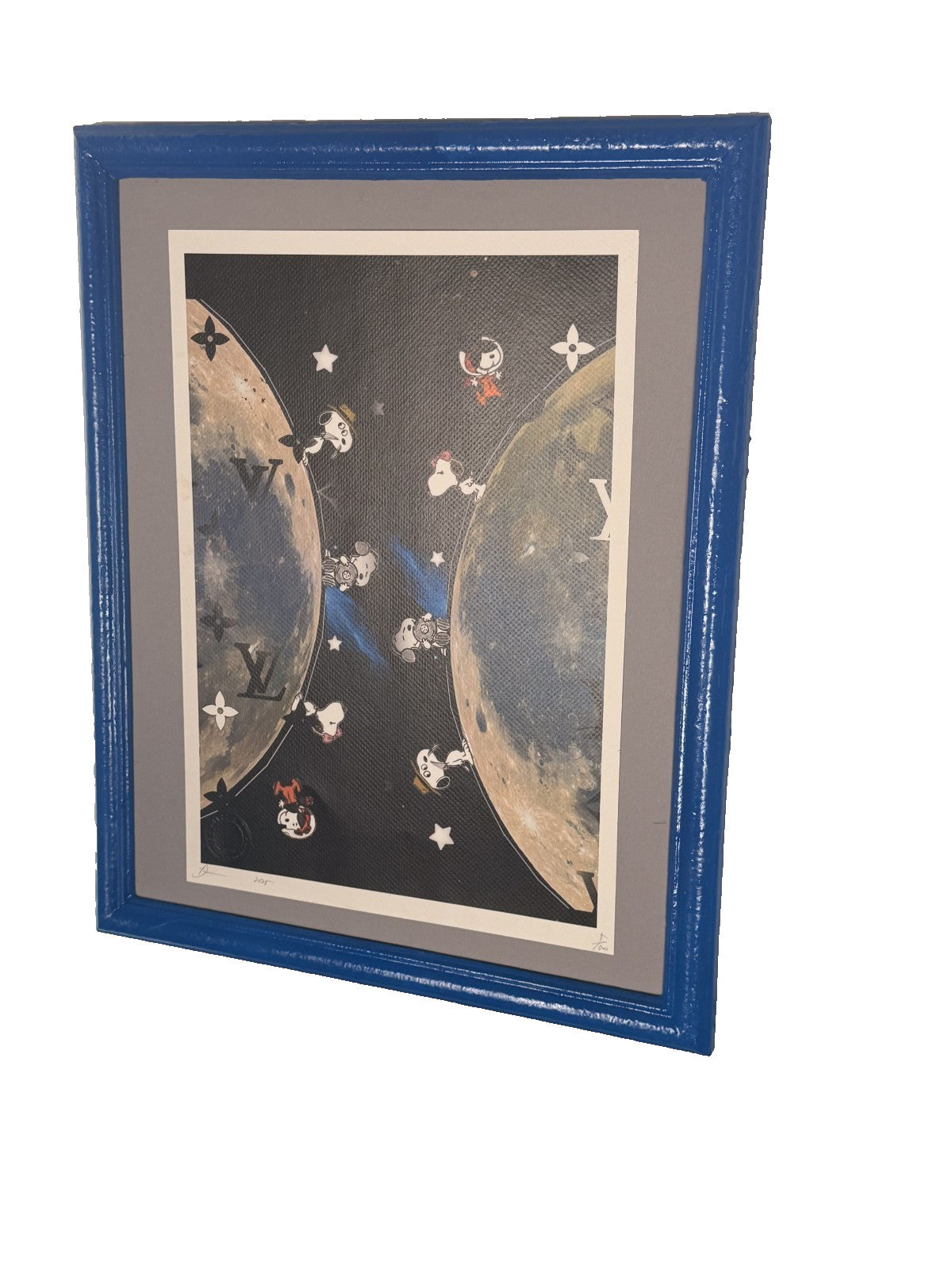 DEATH NYC Snoopy Astronaut LV Monogram Moon Art Print Hand Signed /100 + COA