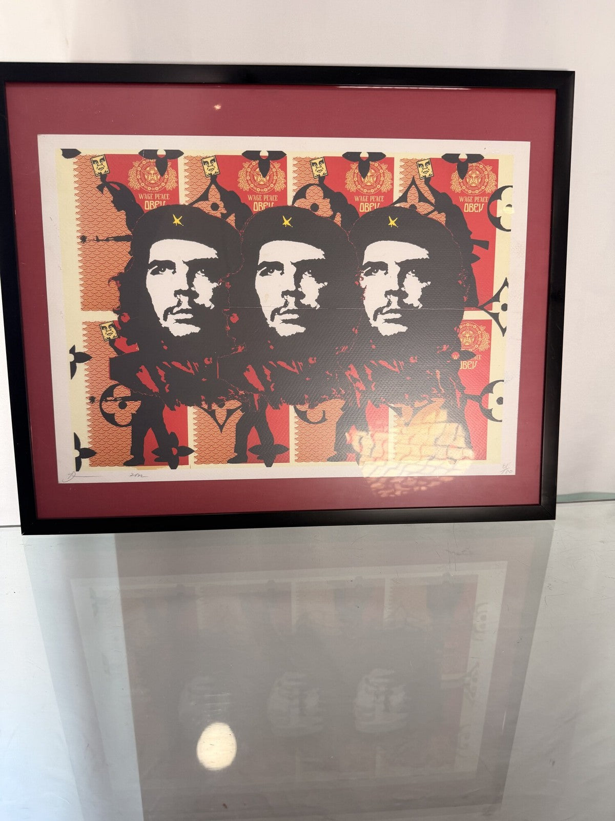 Framed Che Guevara "Wage Peace OBEY" Graphic Print, Marked 6/20