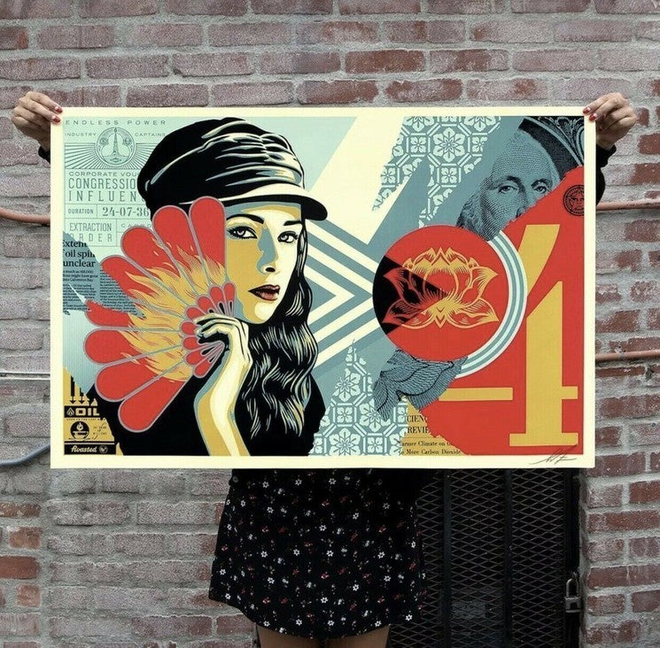 Shepard Fairey Fan The Flames 2019 Signed Numbered 302/550 24x36 OBEY Print — listing photograph 4
