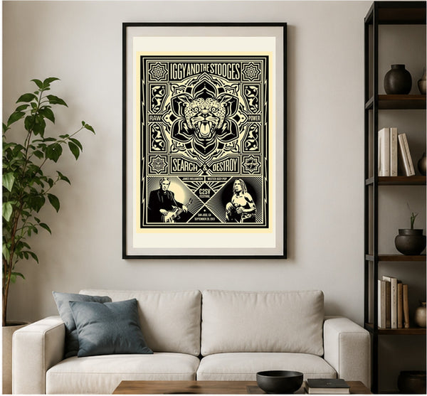 Shepard Fairey Iggy Pop & Stooges 2013 Signed Screen Print 18x24 Ed 450
