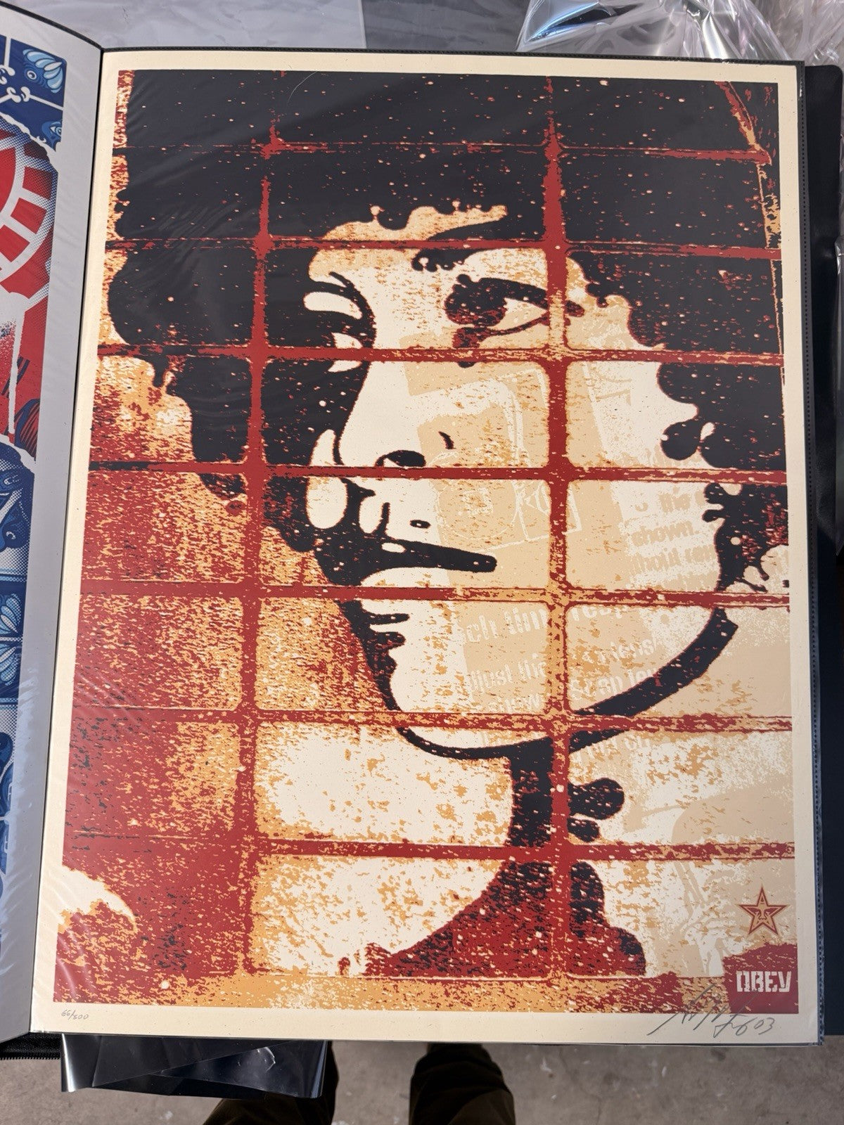 Shepard Fairey 2003 Signed  Angela Rough Print OBEY 18x24 Ed 300