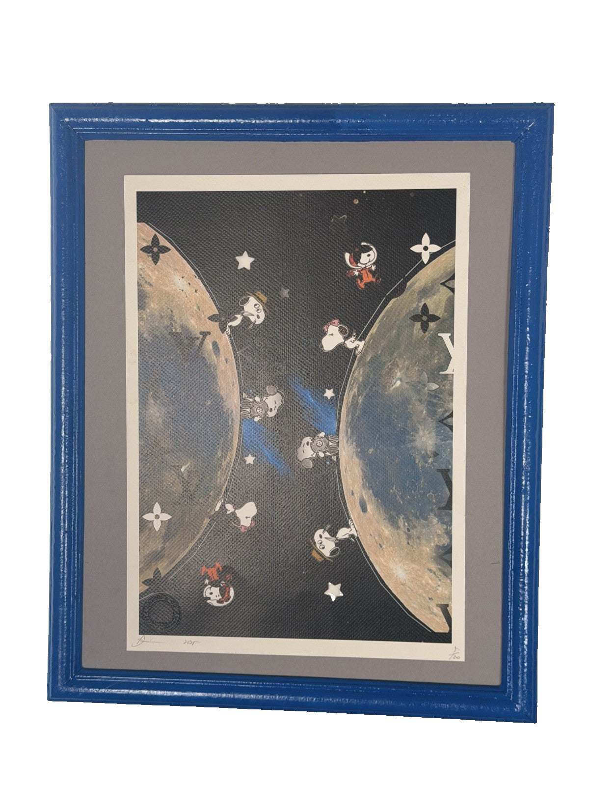 DEATH NYC Snoopy Astronaut LV Monogram Moon Art Print Hand Signed /100 + COA