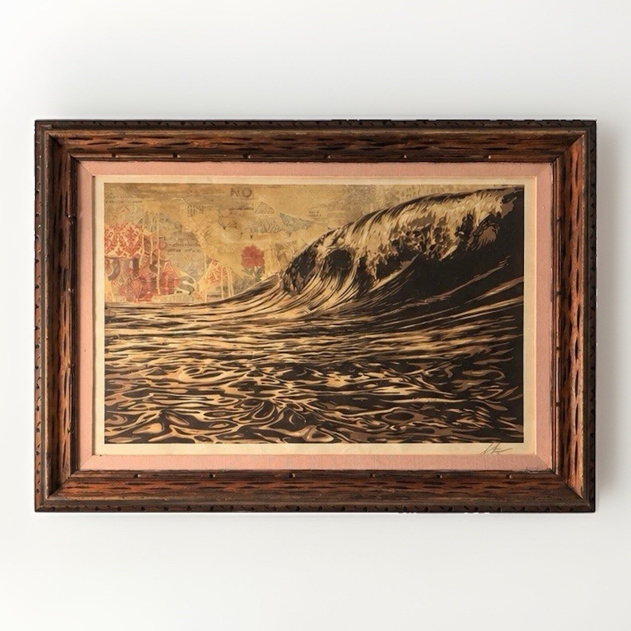 Shepard Fairey Dark Wave HUGE 36x24 Signed Framed Ocean Print OBEY