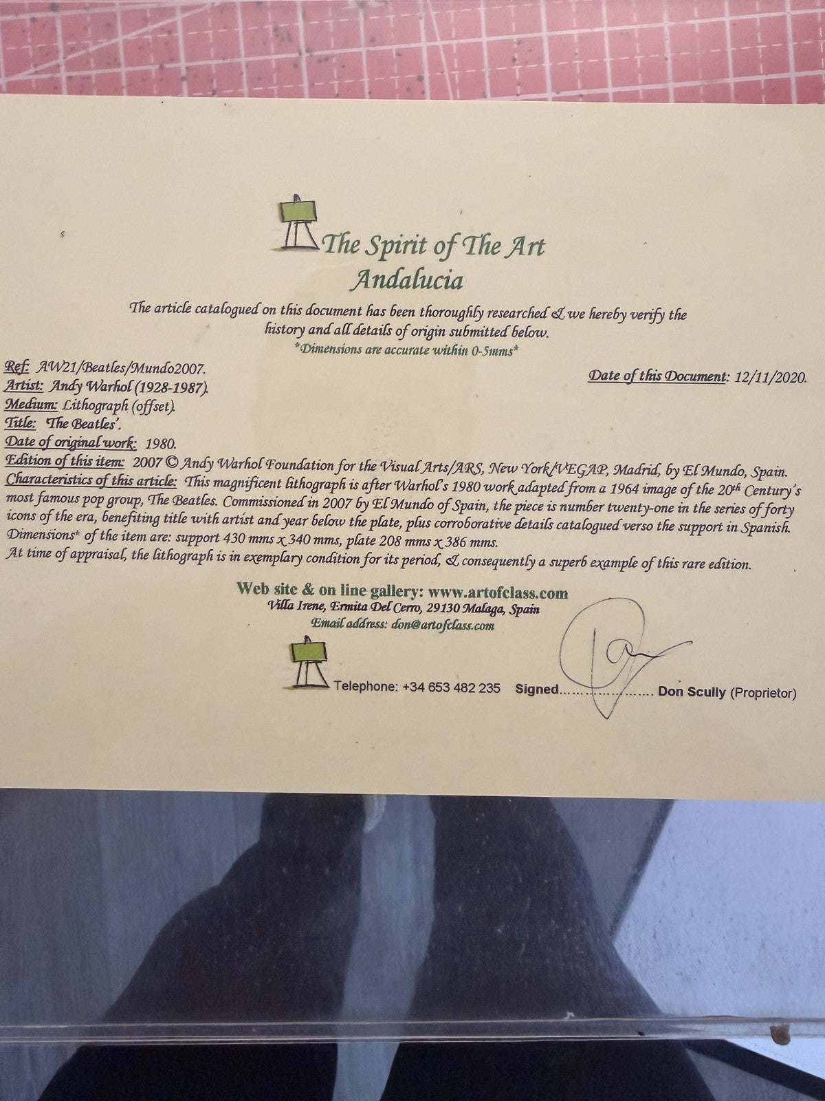 Andy Warhol The Beatles 2007 El Mundo Offset Lithograph After Warhol Framed COA