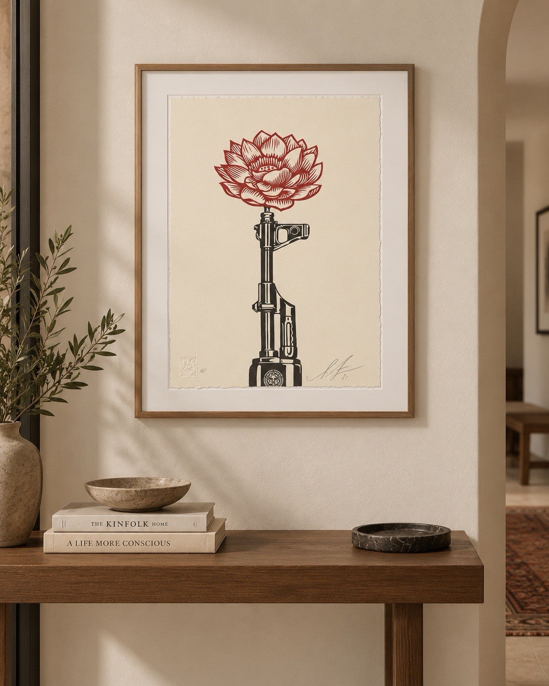 Shepard Fairey AK-47 Lotus Letterpress AP Signed 2021 10x13 Obey Giant Print