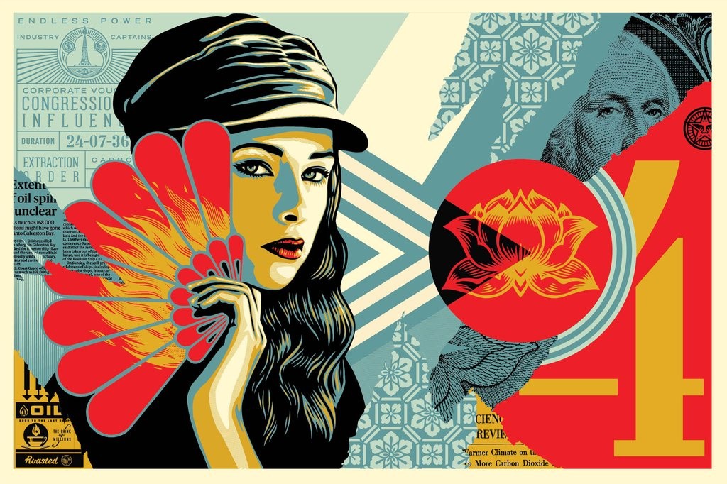 Shepard Fairey Fan the Flames Signed Numbered Screen Print 2019 Obey Giant 550