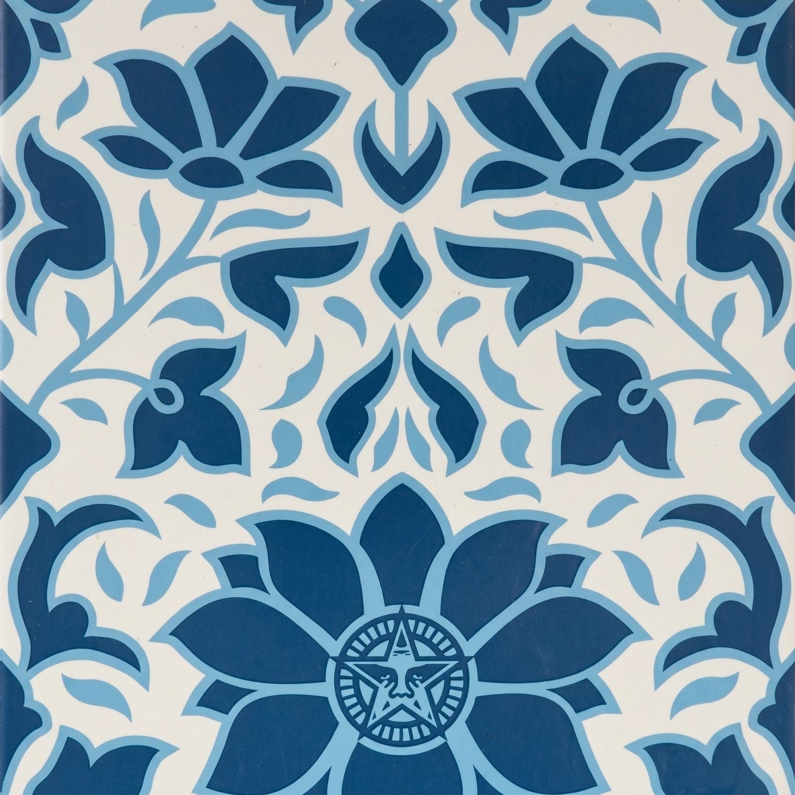 Shepard Fairey Signed Deco Floral Pattern (Blue) S/N Rare