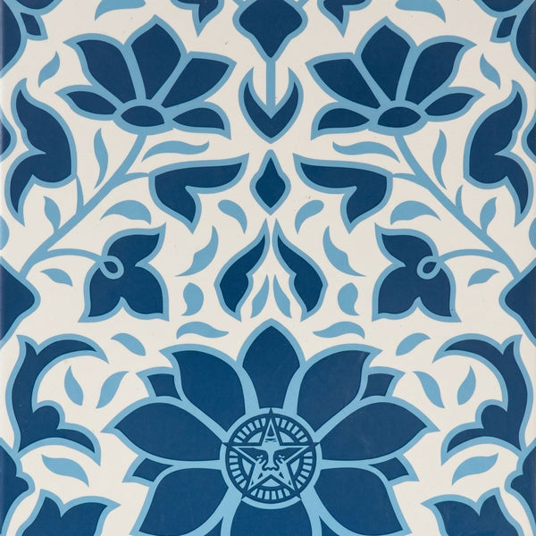 Shepard Fairey Signed Deco Floral Pattern (Blue) S/N Rare