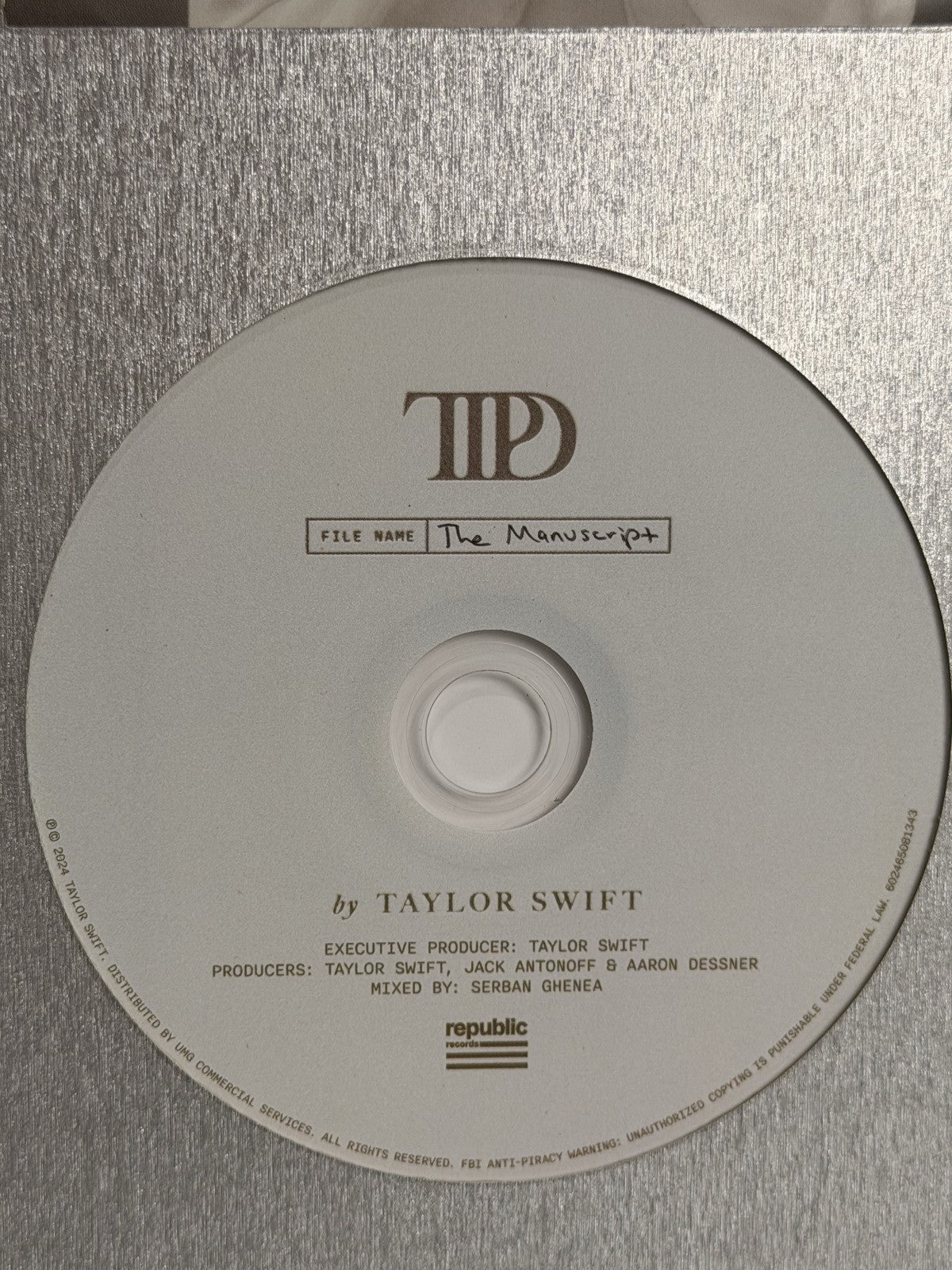 Taylor Swift Signed The Tortured Poets Department CD Display Framed Autograph
