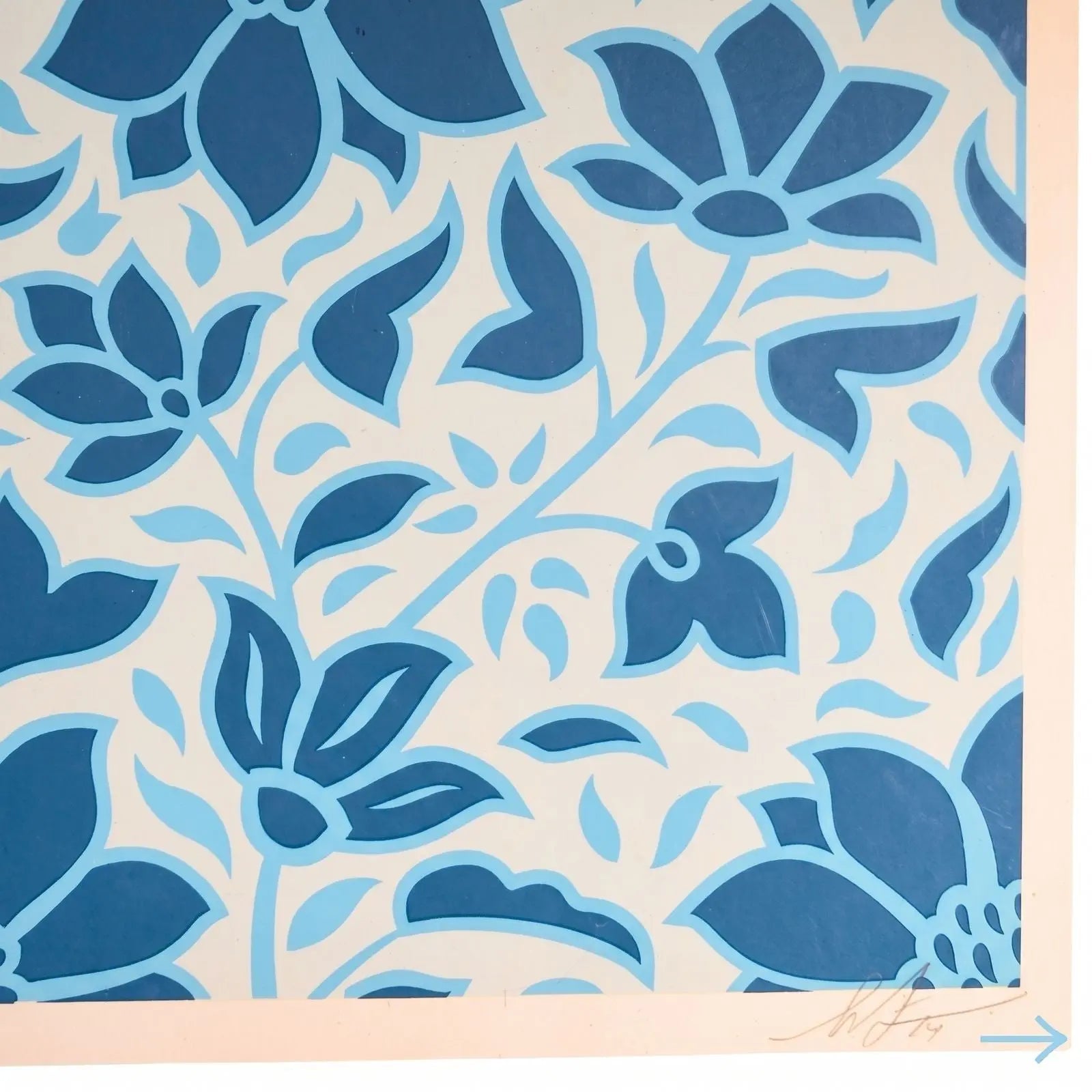 Shepard Fairey Signed Deco Floral Pattern (Blue) S/N Rare