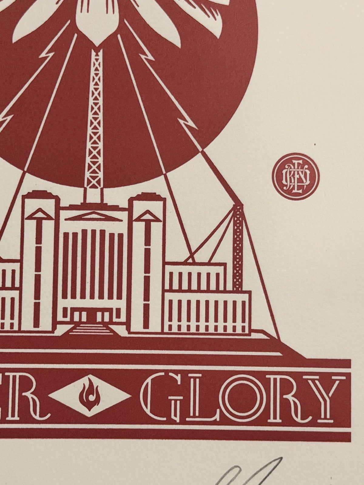 Shepard Fairey Obey Power & Glory Letterpress 2016 Signed 96/450 Print Red
