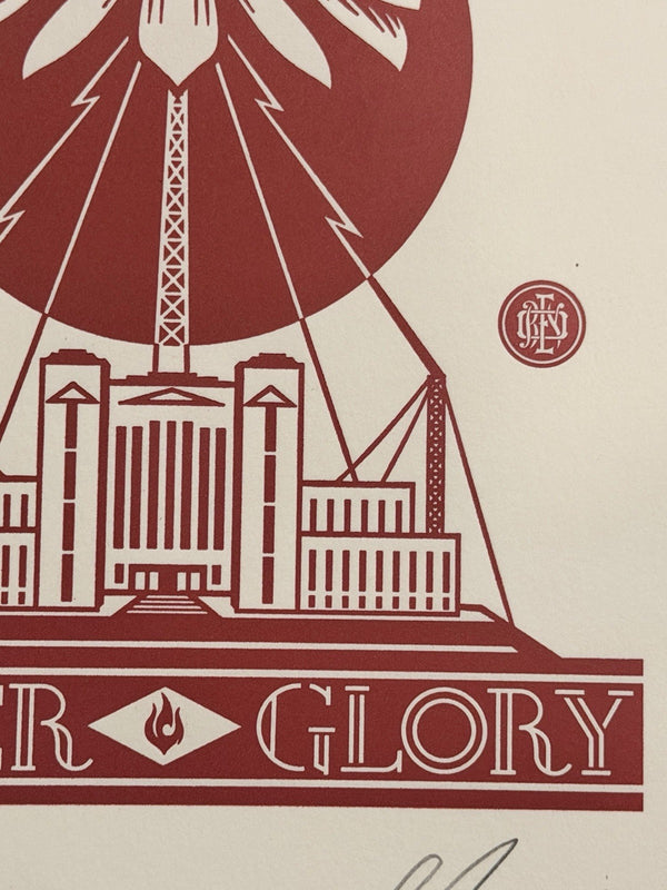 Shepard Fairey Obey Power & Glory Letterpress 2016 Signed 96/450 Print Red
