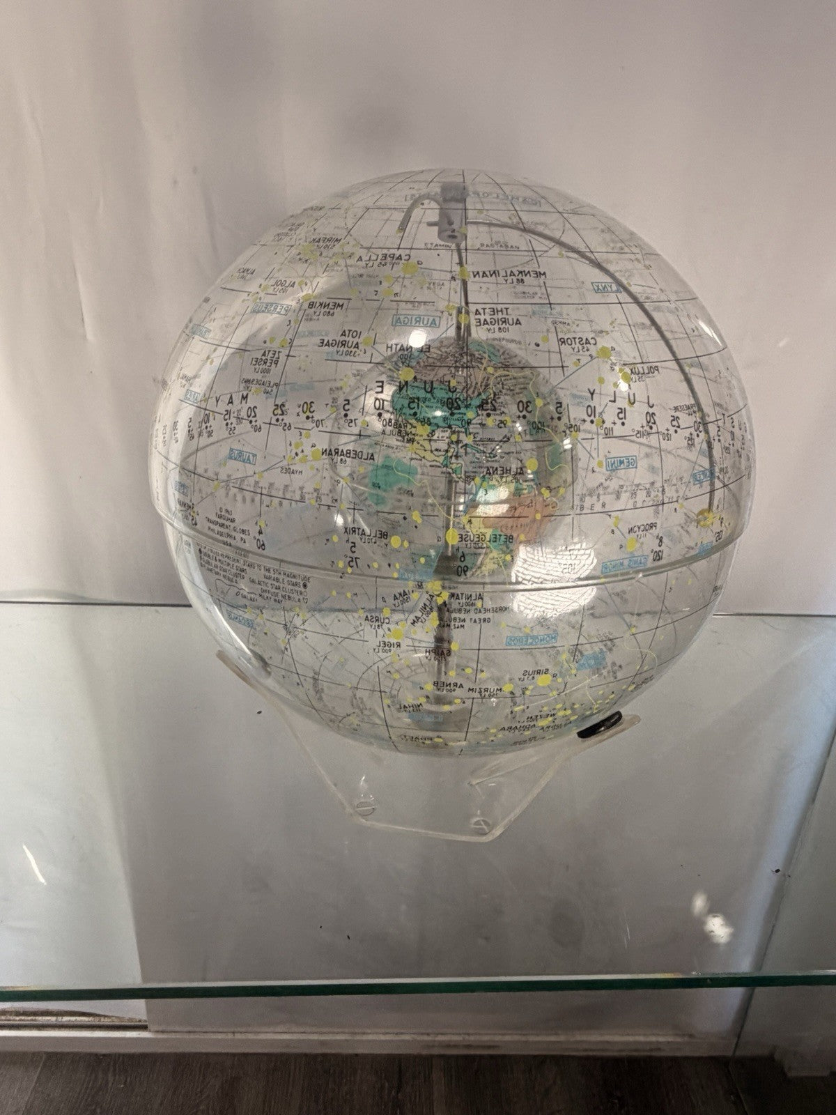 1963 Farquhar Earth in Space Transparent Celestial Globe 16" Compass VTG