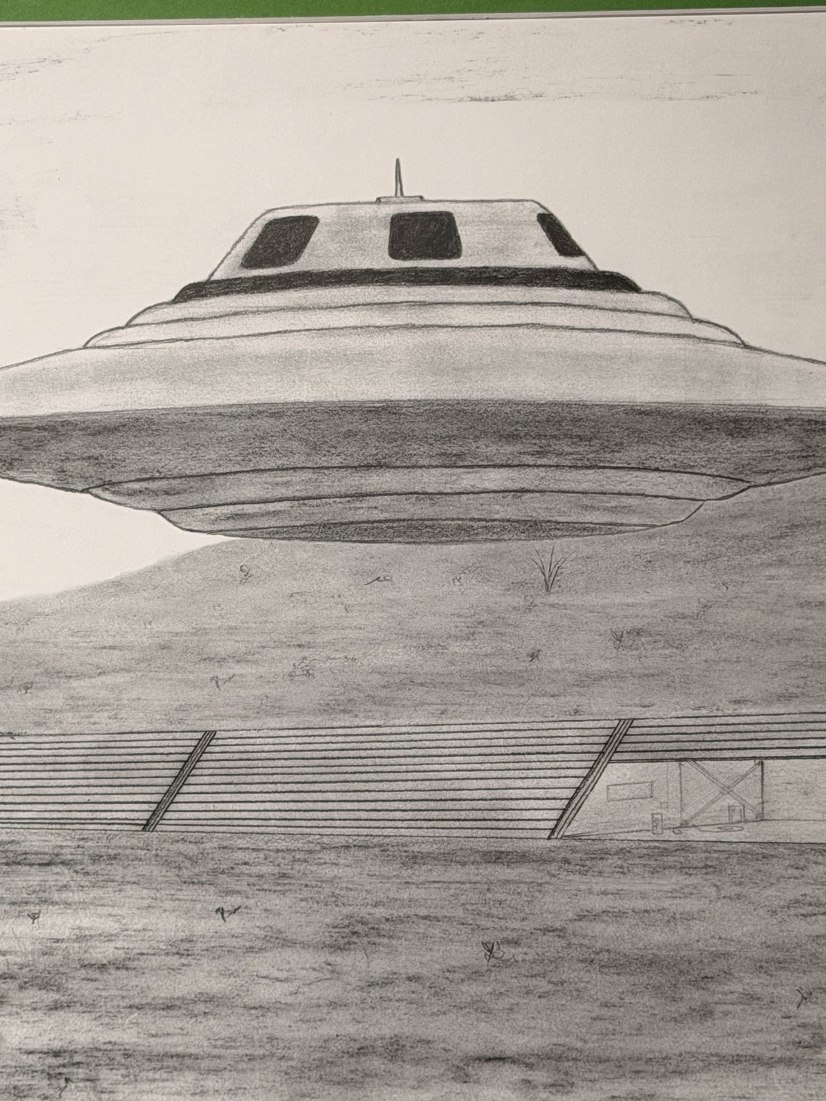 Bob Lazar Signed S4 Base Sketch Area 51 UFO Print 12x20 Framed 18x24