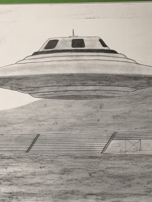 Bob Lazar Signed S4 Base Sketch Area 51 UFO Print 12x20 Framed 18x24