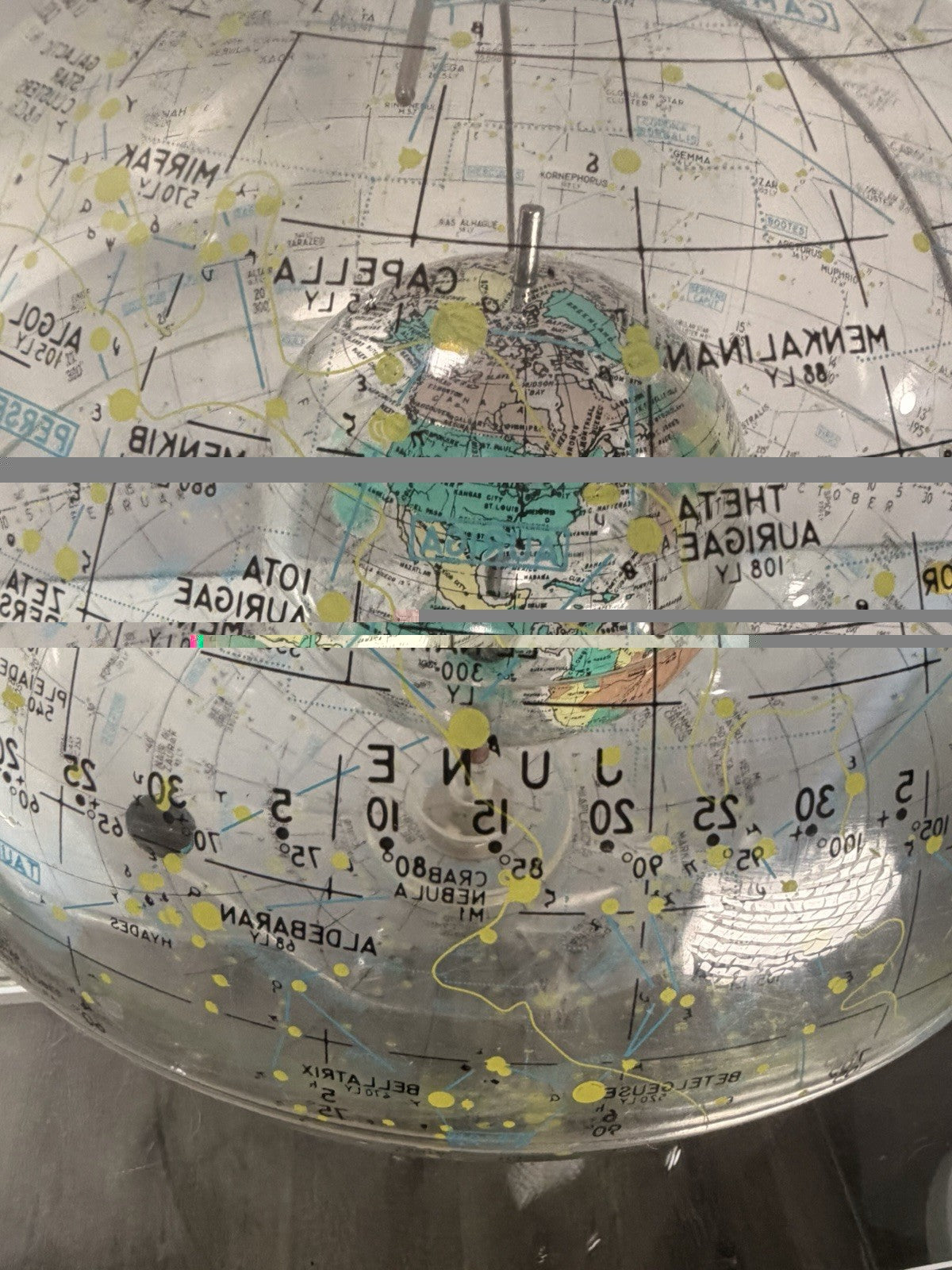 1963 Farquhar Earth in Space Transparent Celestial Globe 16" Compass VTG