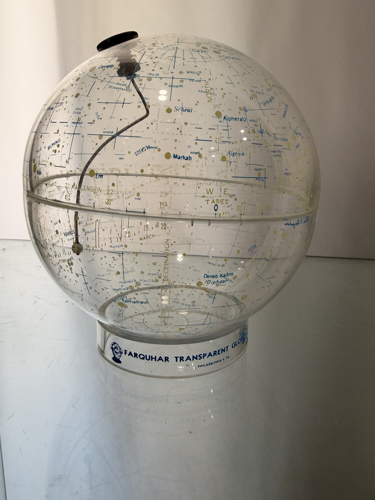 Vintage Farquhar Transparent Celestial Globe Constellation Map Clear Stand