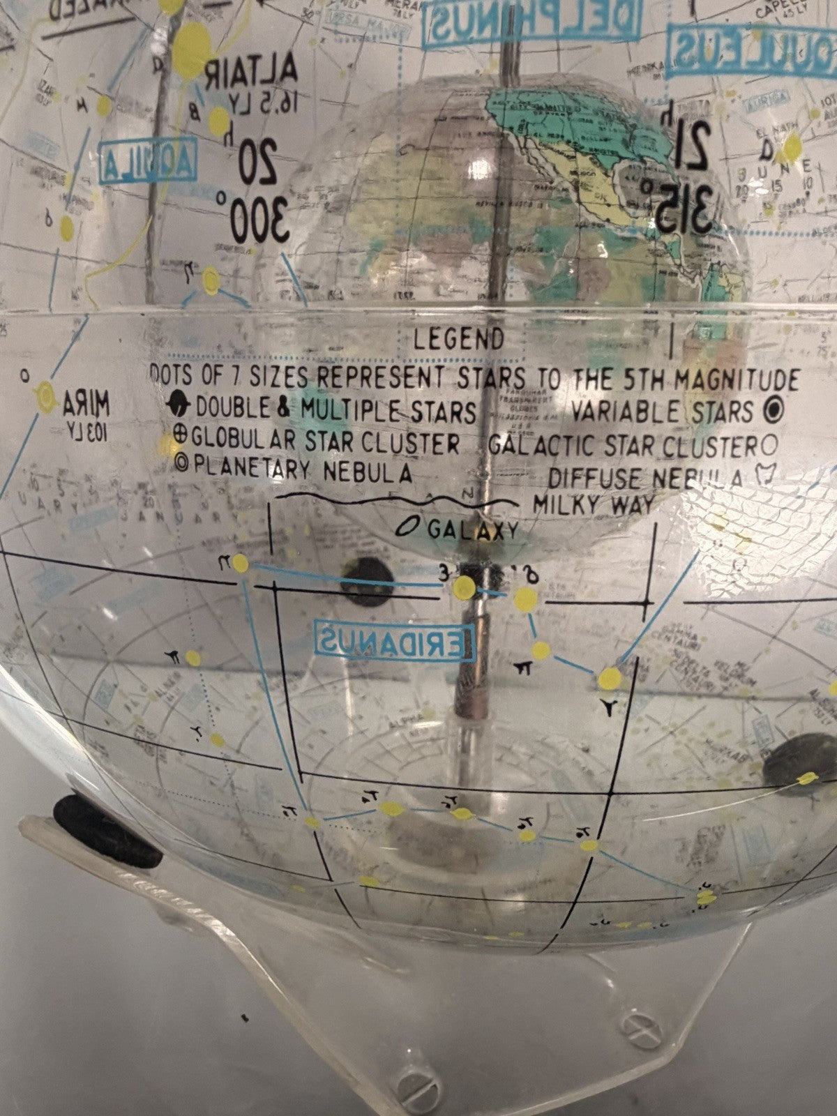 1963 Farquhar Earth in Space Transparent Celestial Globe 16" Compass VTG