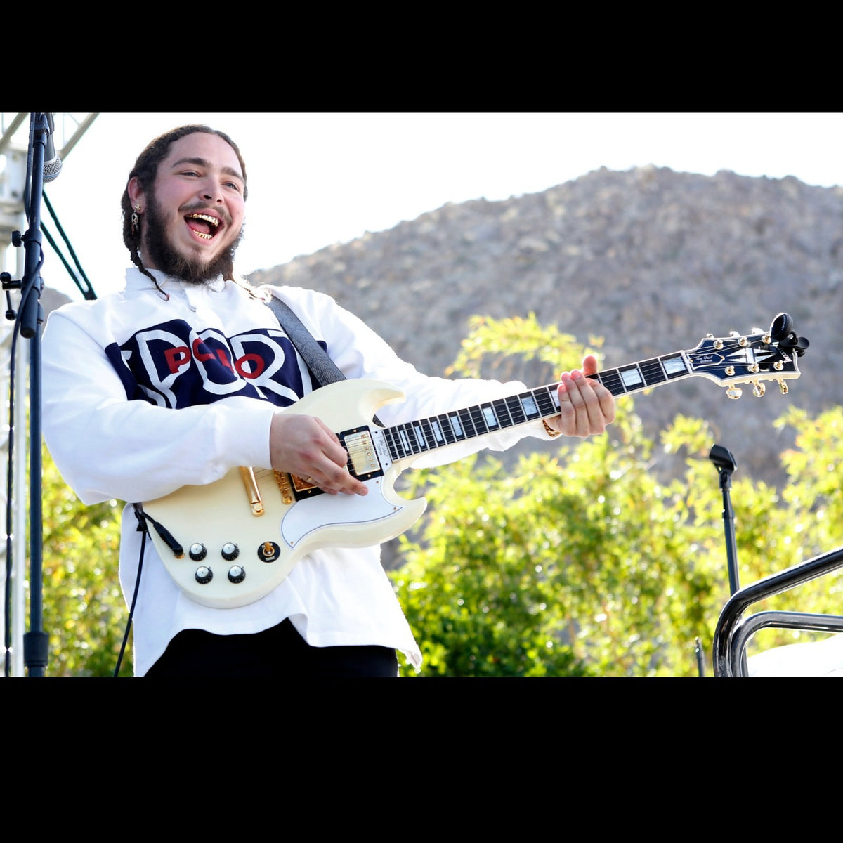 Post Malone Signed Inscribed Electric Guitar Autographed Blue POSTY Strat