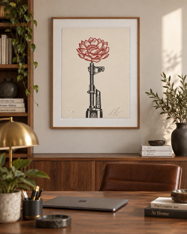 Shepard Fairey AK-47 Lotus Letterpress AP Signed 2021 10x13 Obey Giant Print
