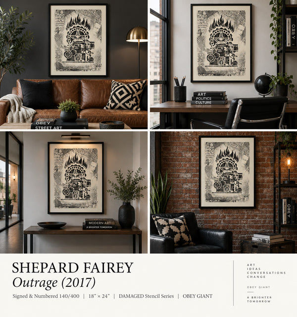 Shepard Fairey Printing Press 2017 Signed 140/400 OBEY Damaged Stencil 18x24 — listing photograph 7