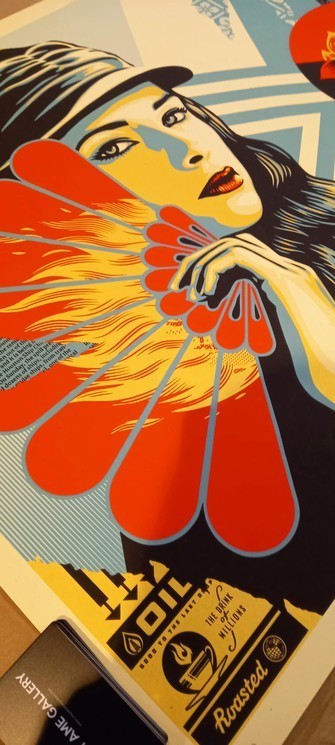 Shepard Fairey Fan The Flames 2019 Signed Numbered 302/550 24x36 OBEY Print — listing photograph 7