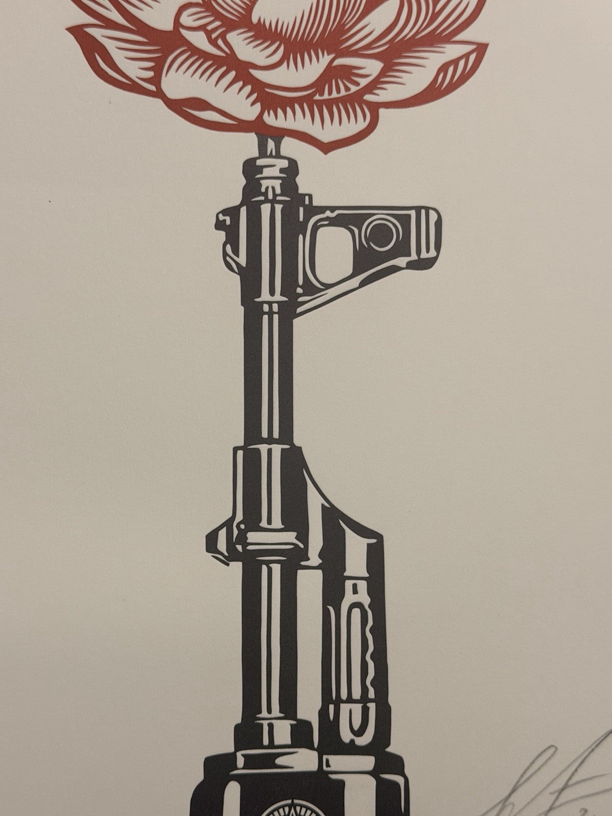 Shepard Fairey AK-47 Lotus Letterpress AP Signed 2021 10x13 Obey Giant Print