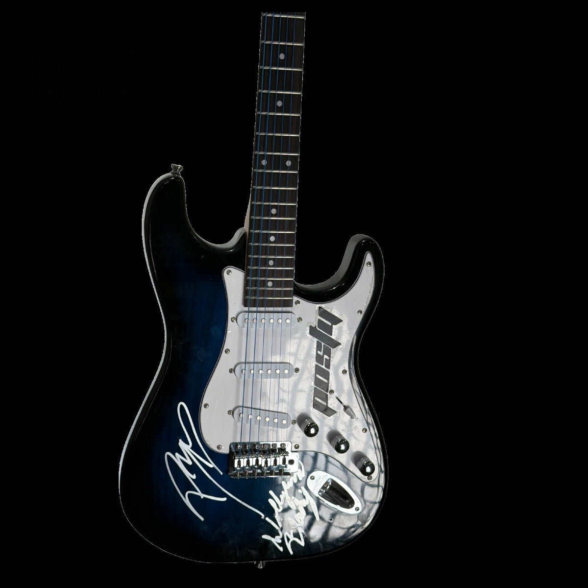 Post Malone Signed Inscribed Electric Guitar Autographed Blue POSTY Strat