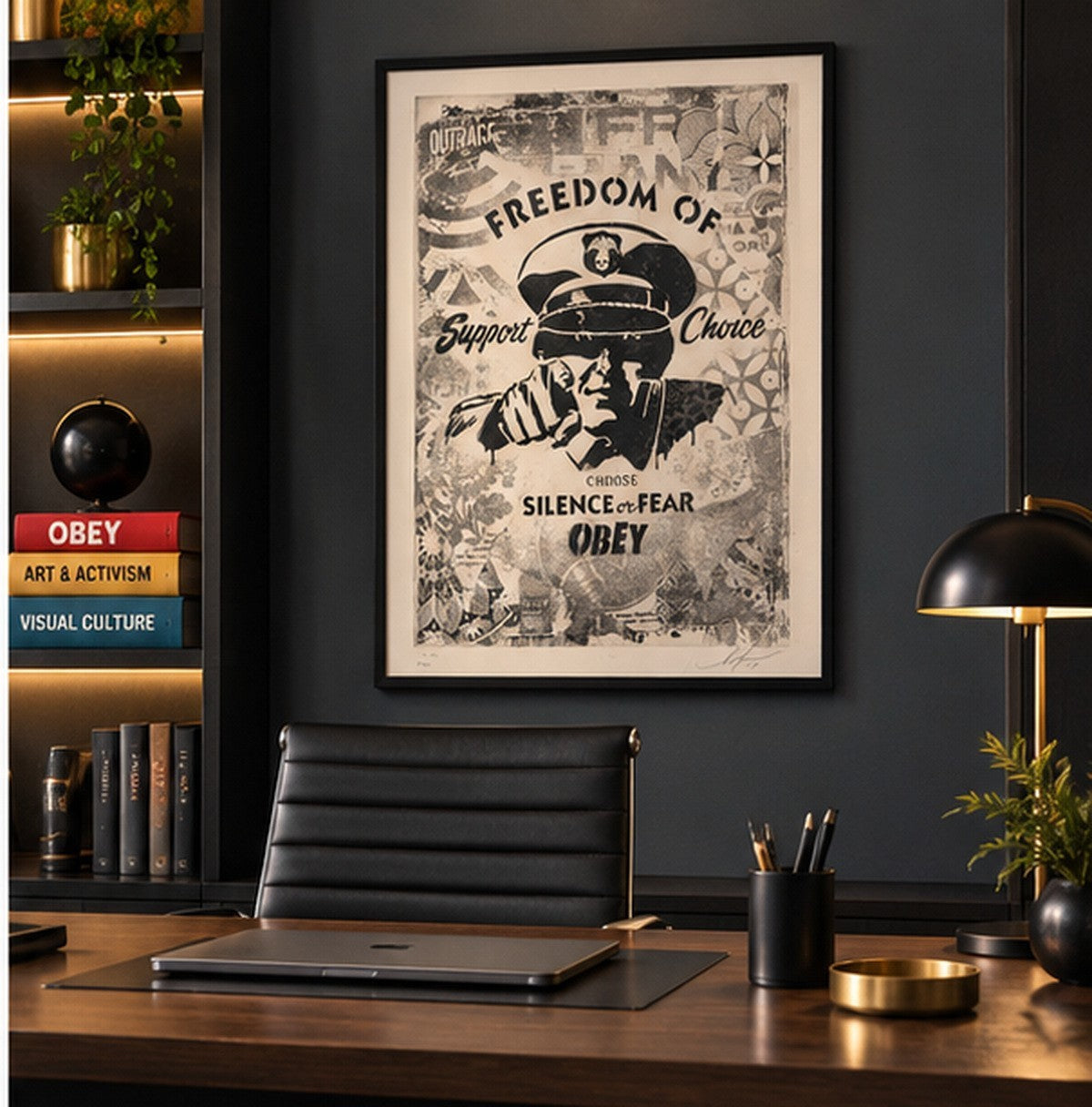 Shepard Fairey Freedom of Choice 2017 Signed 140/400 OBEY Damaged Stencil — listing photograph 3
