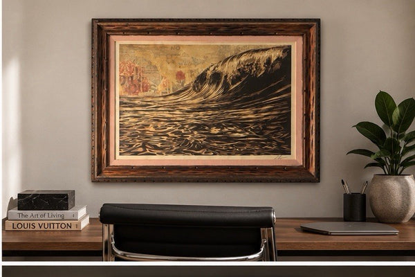 Shepard Fairey Dark Wave HUGE 36x24 Signed Framed Ocean Print OBEY