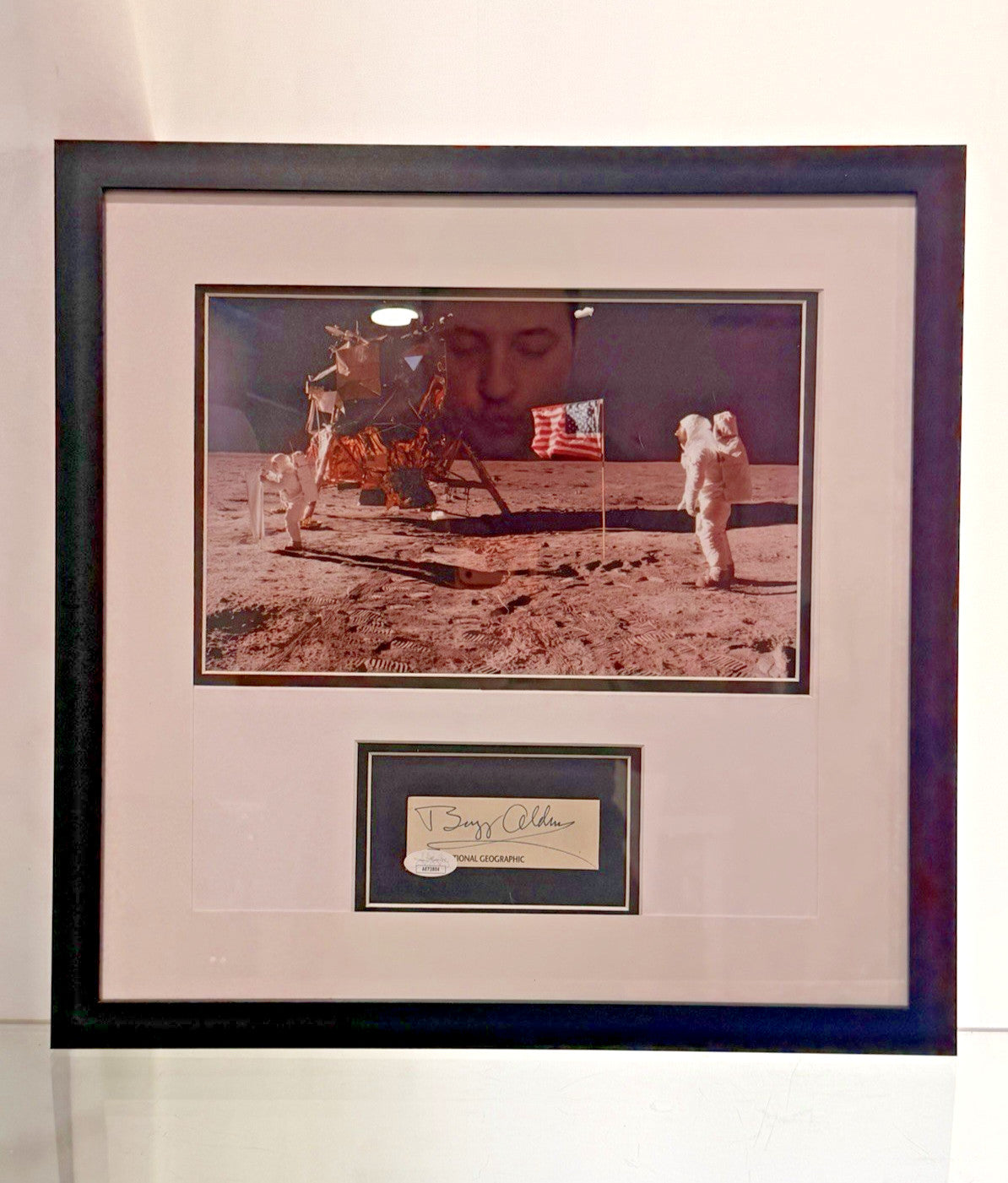Buzz Aldrin Signed Nat Geo Cut Framed Apollo 11 Display JSA AE72804