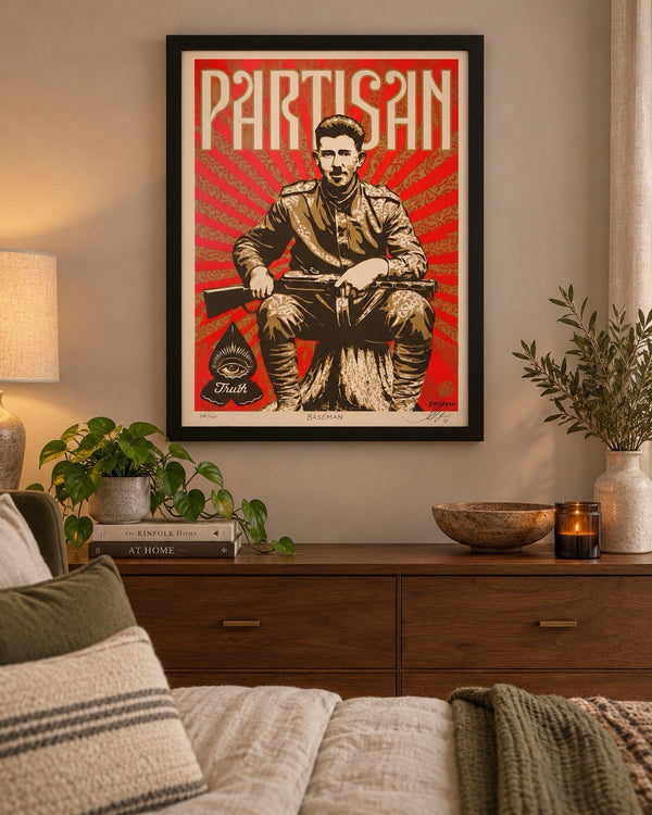 Shepard Fairey x Gary Baseman Partisan 2013 Co-Signed Print #306/400 Framed