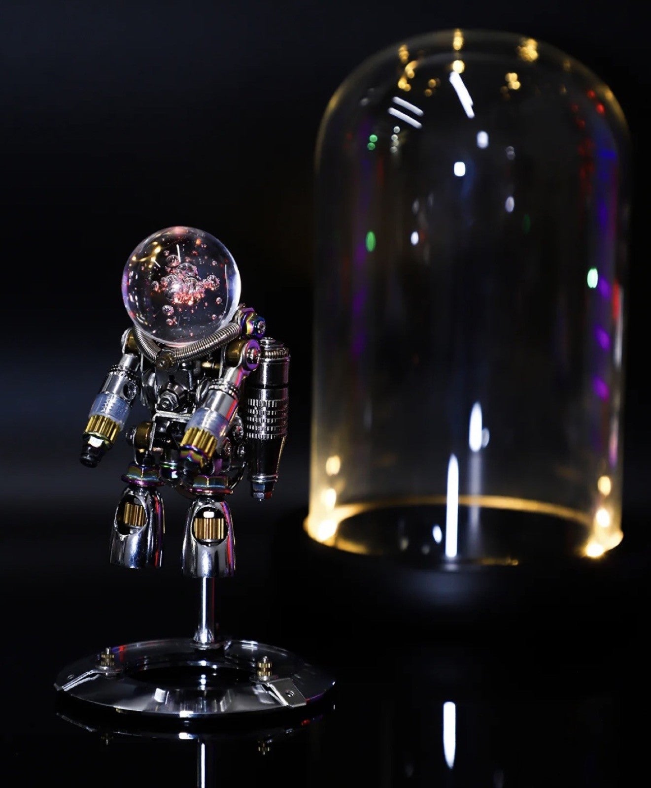 Light Up Nebula Astronaut 3D Metal Model Galaxy Ball Glass Dome Space Desk Decor